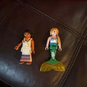Playmobil Figure Lot Native American Woman and Mermaid with Green Tail